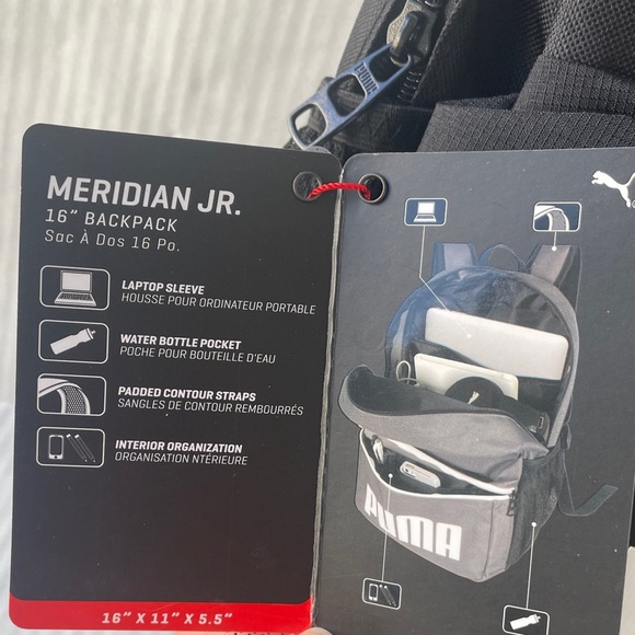 PUMA Meridian Jr. Backpack 16” Black and White - Picture 3 of 8
